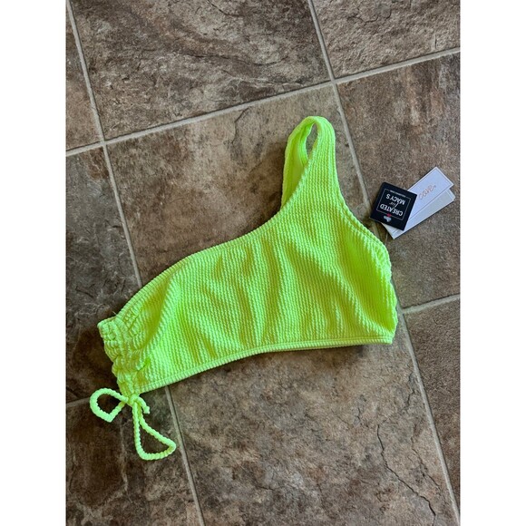 Salt + Cove One Shoulder Ribbed Bikini Top Citron Yellow Size Large - Picture 4 of 8
